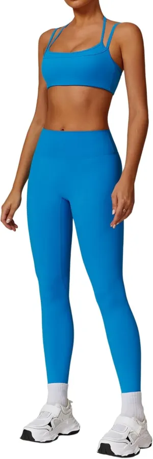 Two Piece Workout Sets For Women Sport Bra Matching High Waist Scrunch Butt Leggings Gym Yoga Active Wear Outfits