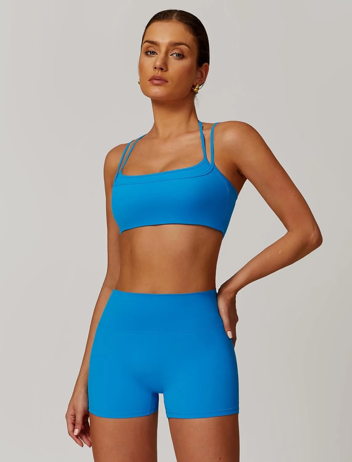 Two Piece Workout Sets For Women Sports Bra Matching High Waist Scrunch Butt Shorts Gym Yoga Athletic Clothes