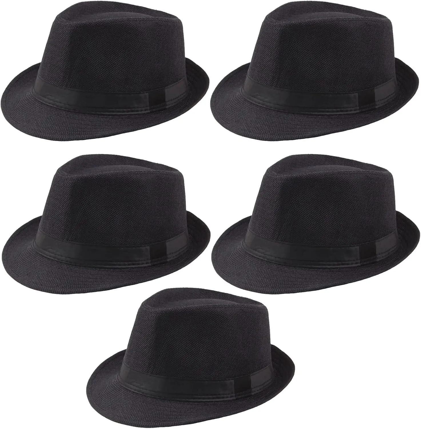 Ultrafun 5 Pack Short Brim Fedora Classic Summer Beach Sun Hat Panama Cap for Men Women