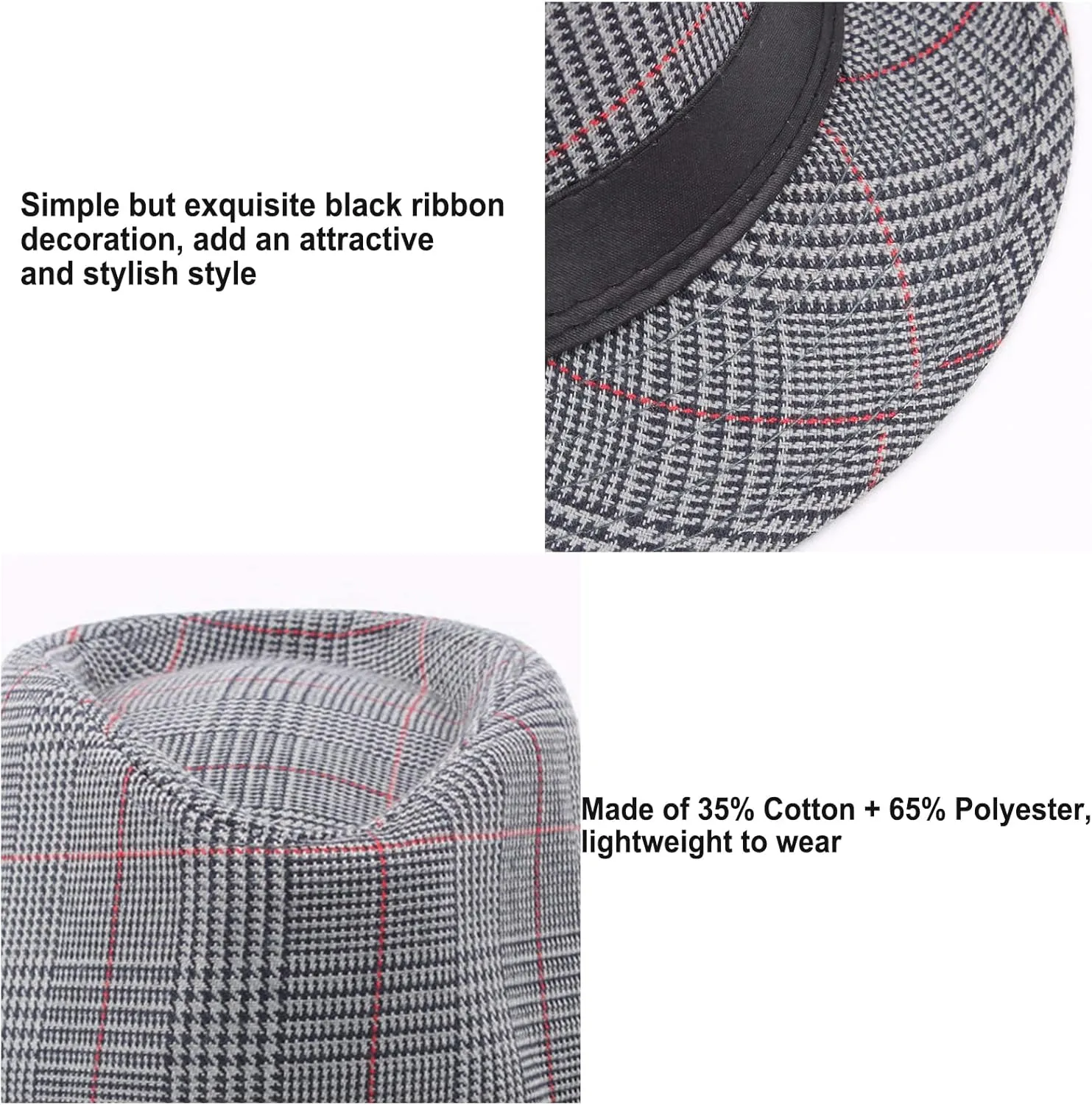 Ultrafun 5 Pack Short Brim Fedora Classic Summer Beach Sun Hat Panama Cap for Men Women
