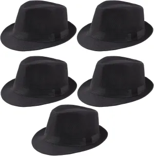 Ultrafun 5 Pack Short Brim Fedora Classic Summer Beach Sun Hat Panama Cap for Men Women