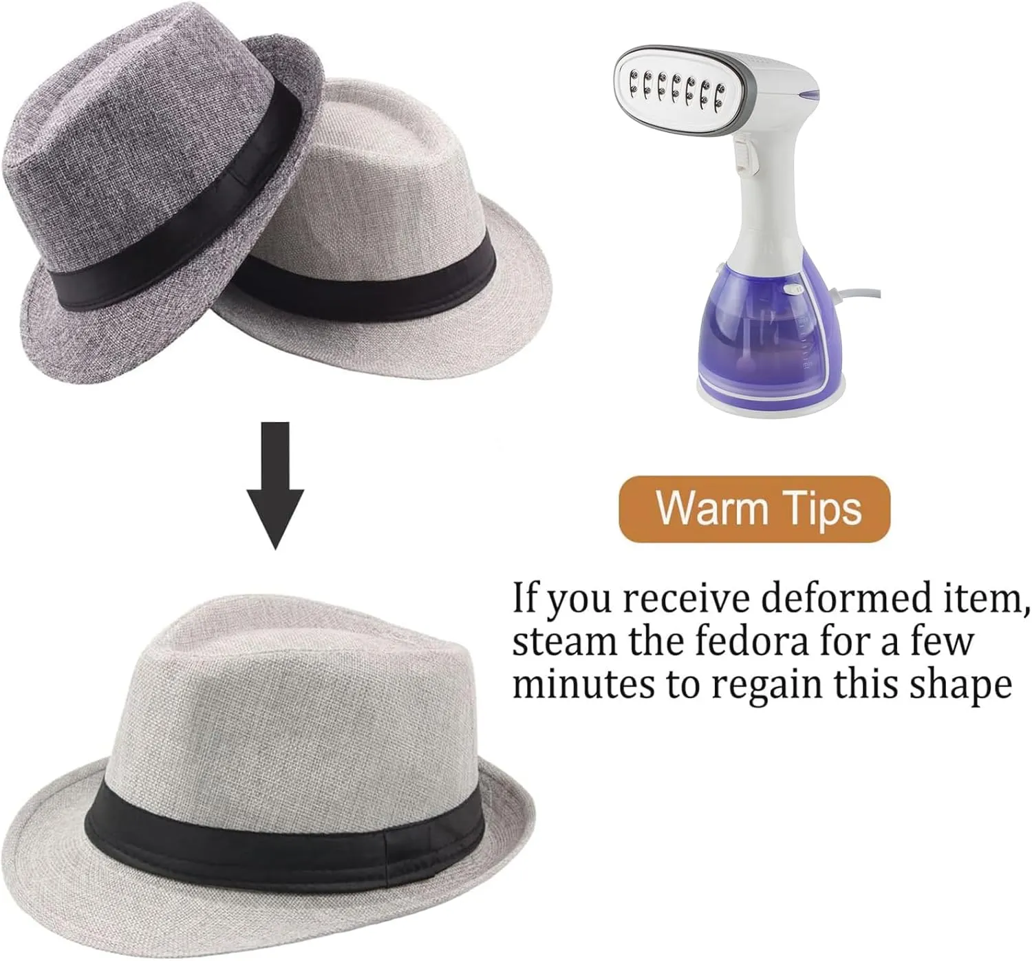 Ultrafun 5 Pack Short Brim Fedora Classic Summer Beach Sun Hat Panama Cap for Men Women