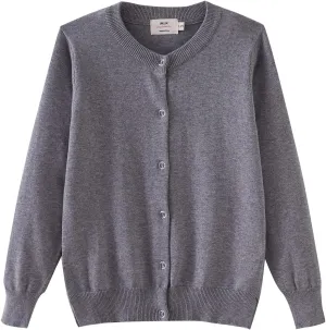 UMELOK Girls' Cardigans Sweater Cotton Button Solid Long Sleeve Knit Sweaters