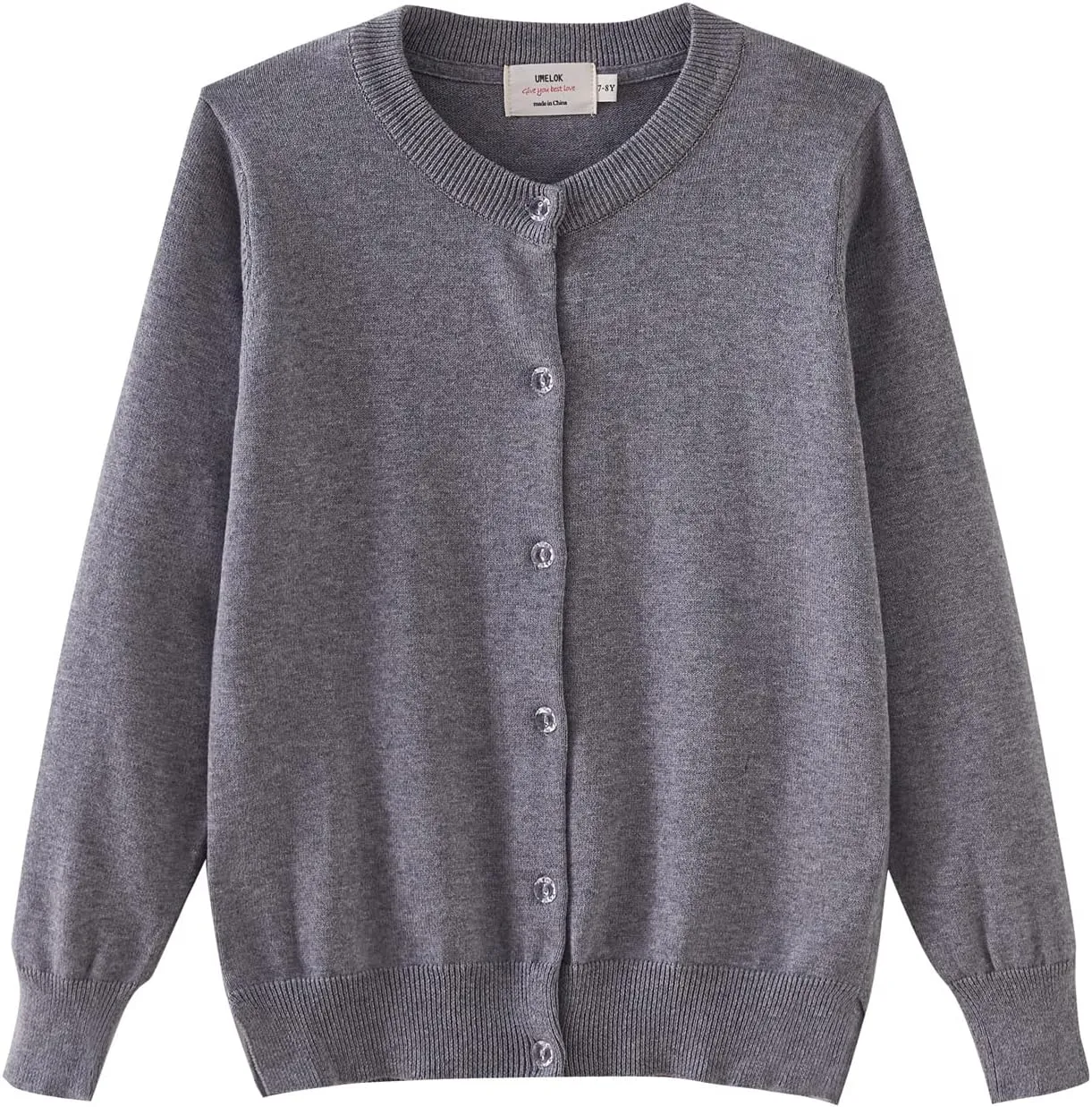 UMELOK Girls' Cardigans Sweater Cotton Button Solid Long Sleeve Knit Sweaters