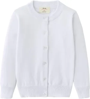 UMELOK Girls' Cardigans Sweater Cotton Button Solid Long Sleeve Knit Sweaters