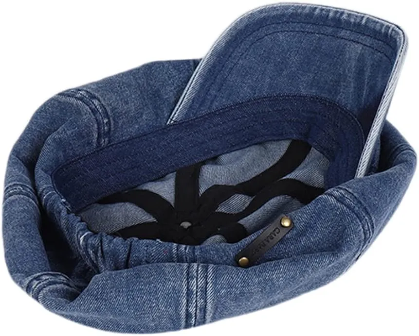Unisex Japanese Oversized Denim Cotton Newsboy Hats Vintage Unisex Paperboy Painter Beret Cap
