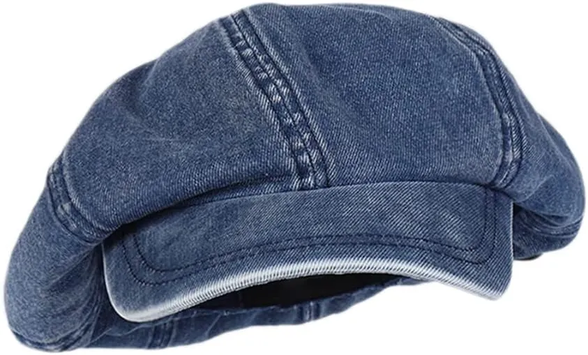 Unisex Japanese Oversized Denim Cotton Newsboy Hats Vintage Unisex Paperboy Painter Beret Cap