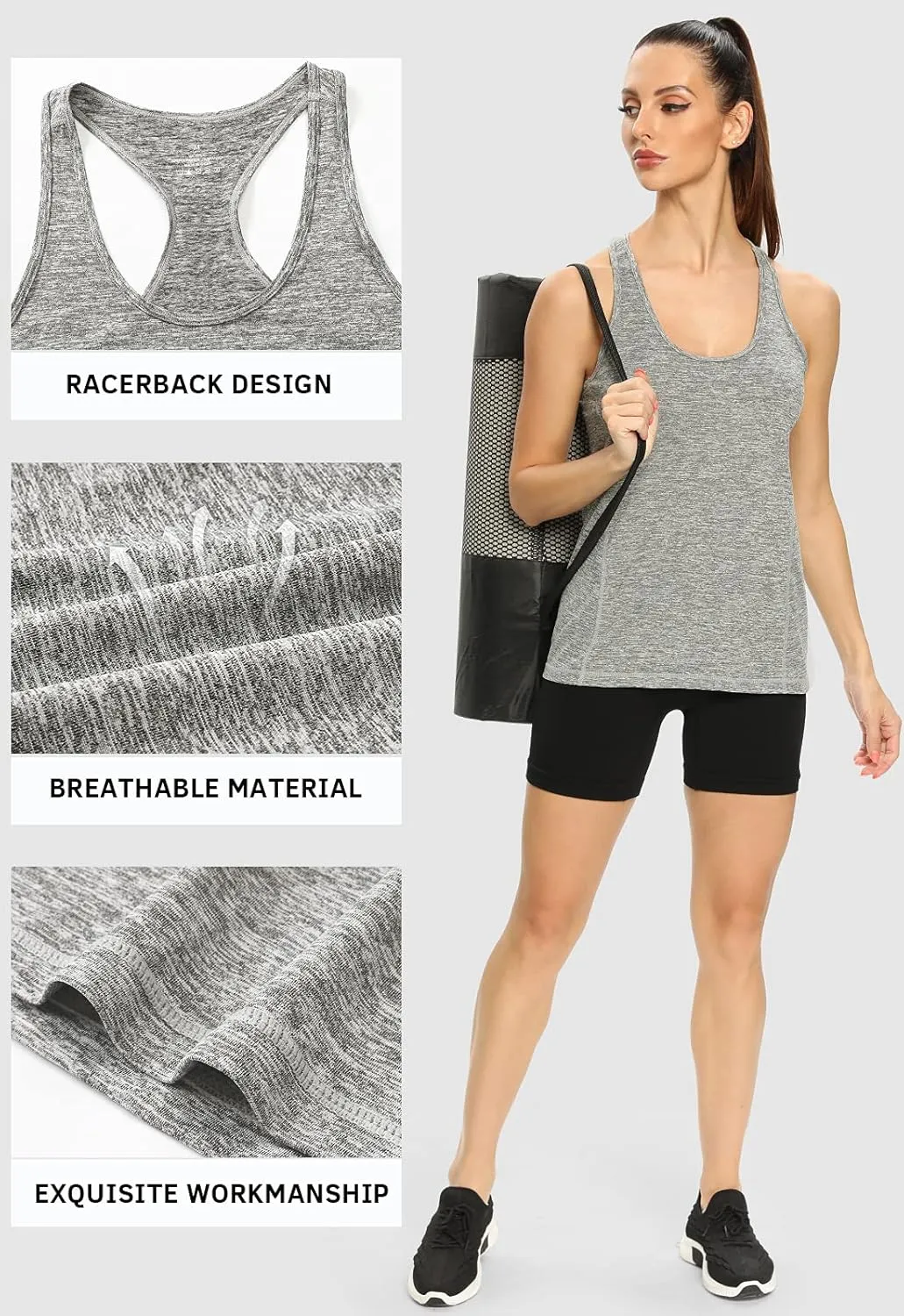 Vislivin Workout Tank Tops for Women Racerback Athletic Tanks Running Exercise Gym Tank Top - 4 Packs