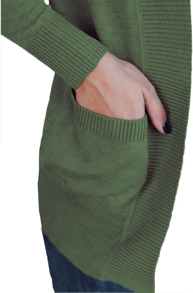 VOIANLIMO Women's Open Front Casual Long Sleeve Knit Classic Sweaters Cardigan with Pockets