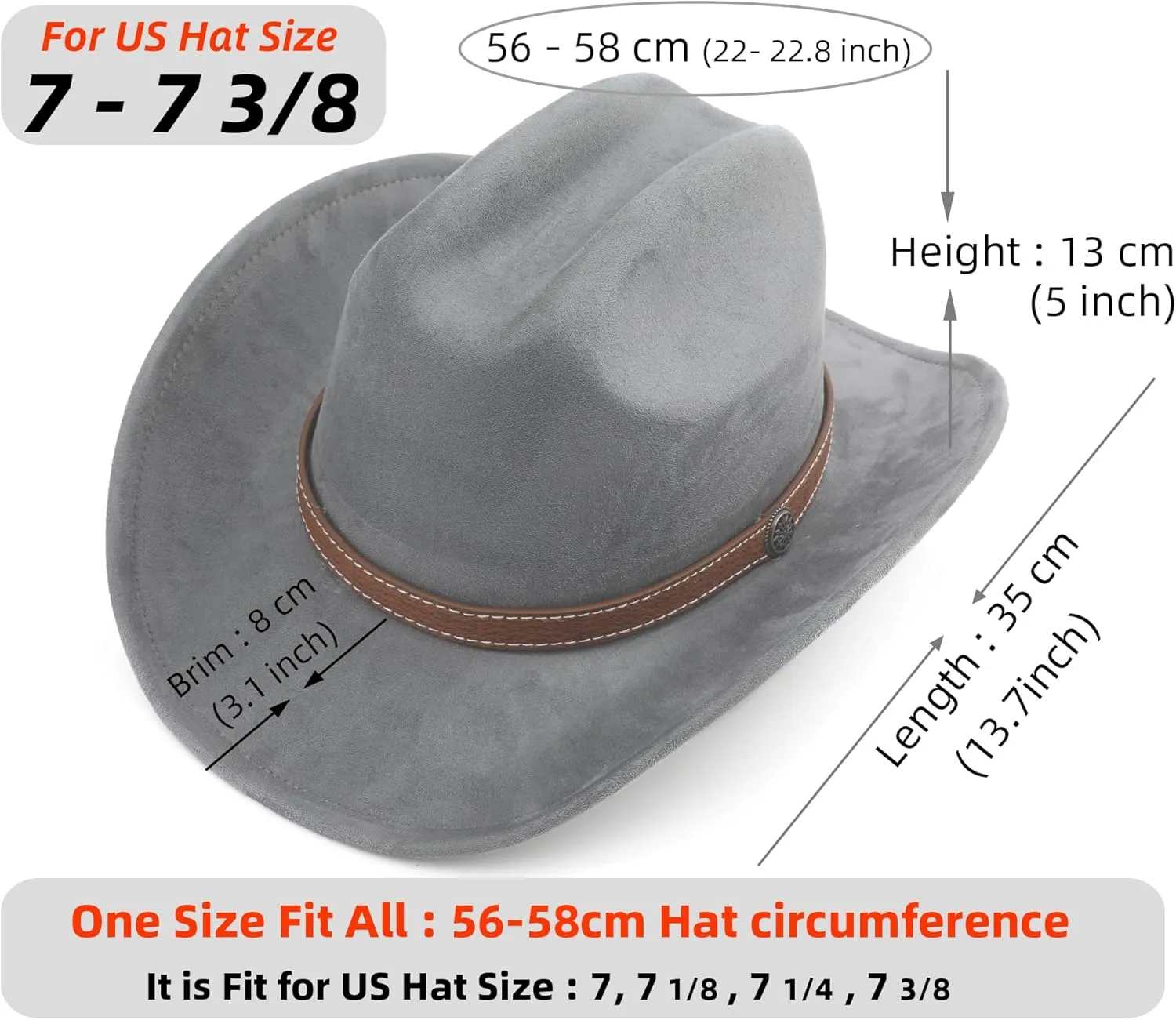 Western Cowboy Hat for Women Men Small Short Wide Brim Beach Cowgirls Cattleman Cowboys Hats