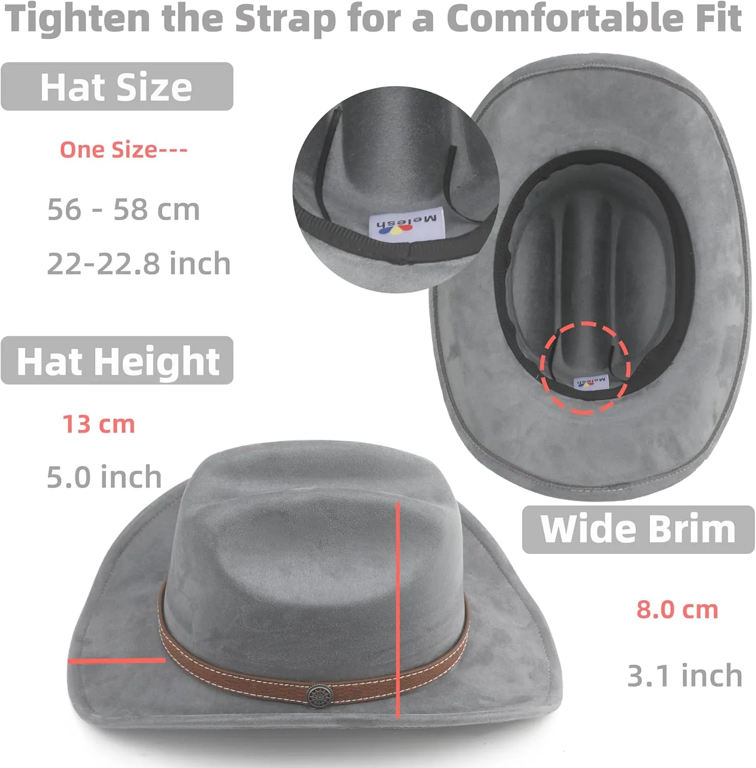 Western Cowboy Hat for Women Men Small Short Wide Brim Beach Cowgirls Cattleman Cowboys Hats