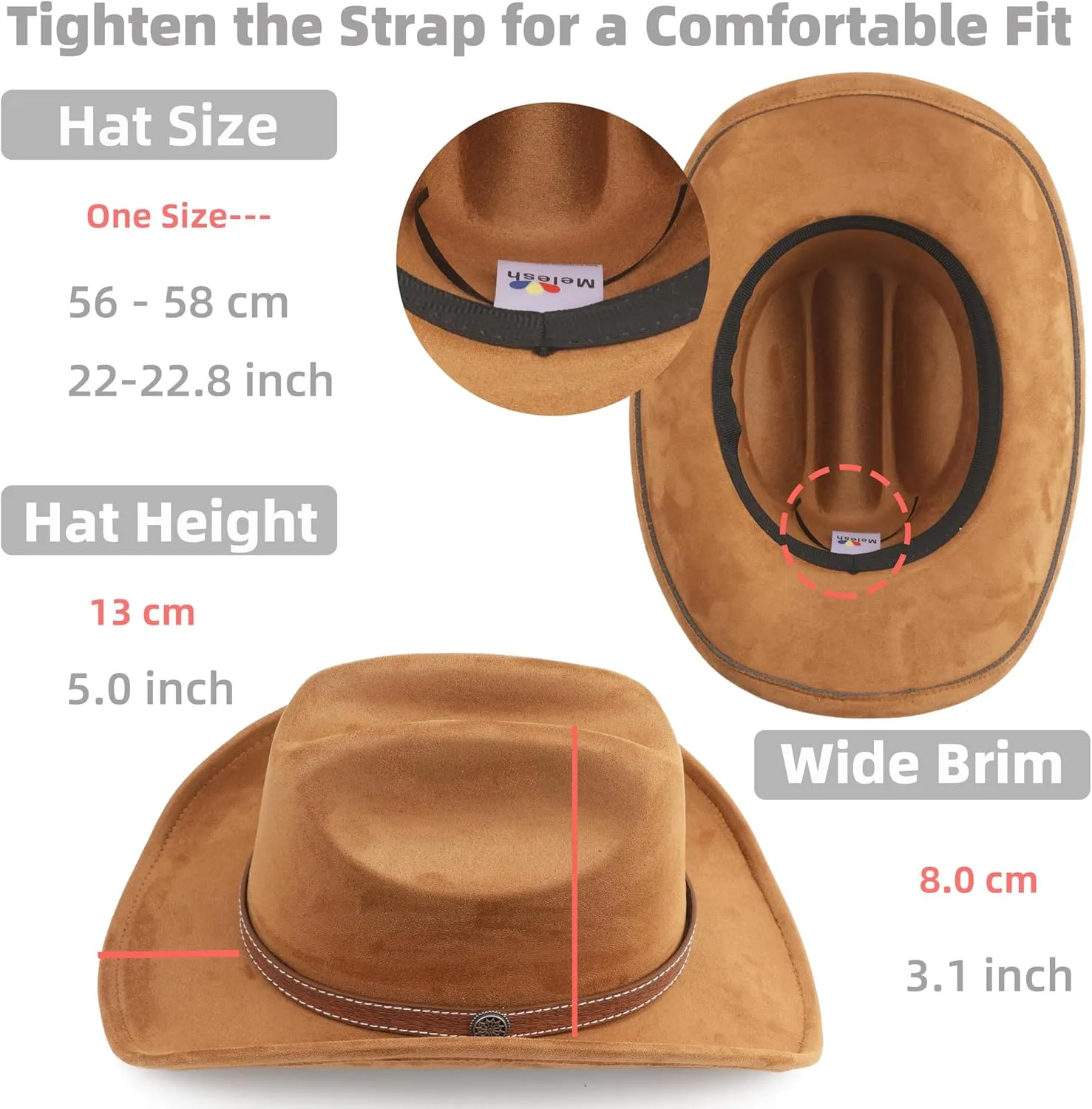 Western Cowboy Hat for Women Men Small Short Wide Brim Beach Cowgirls Cattleman Cowboys Hats