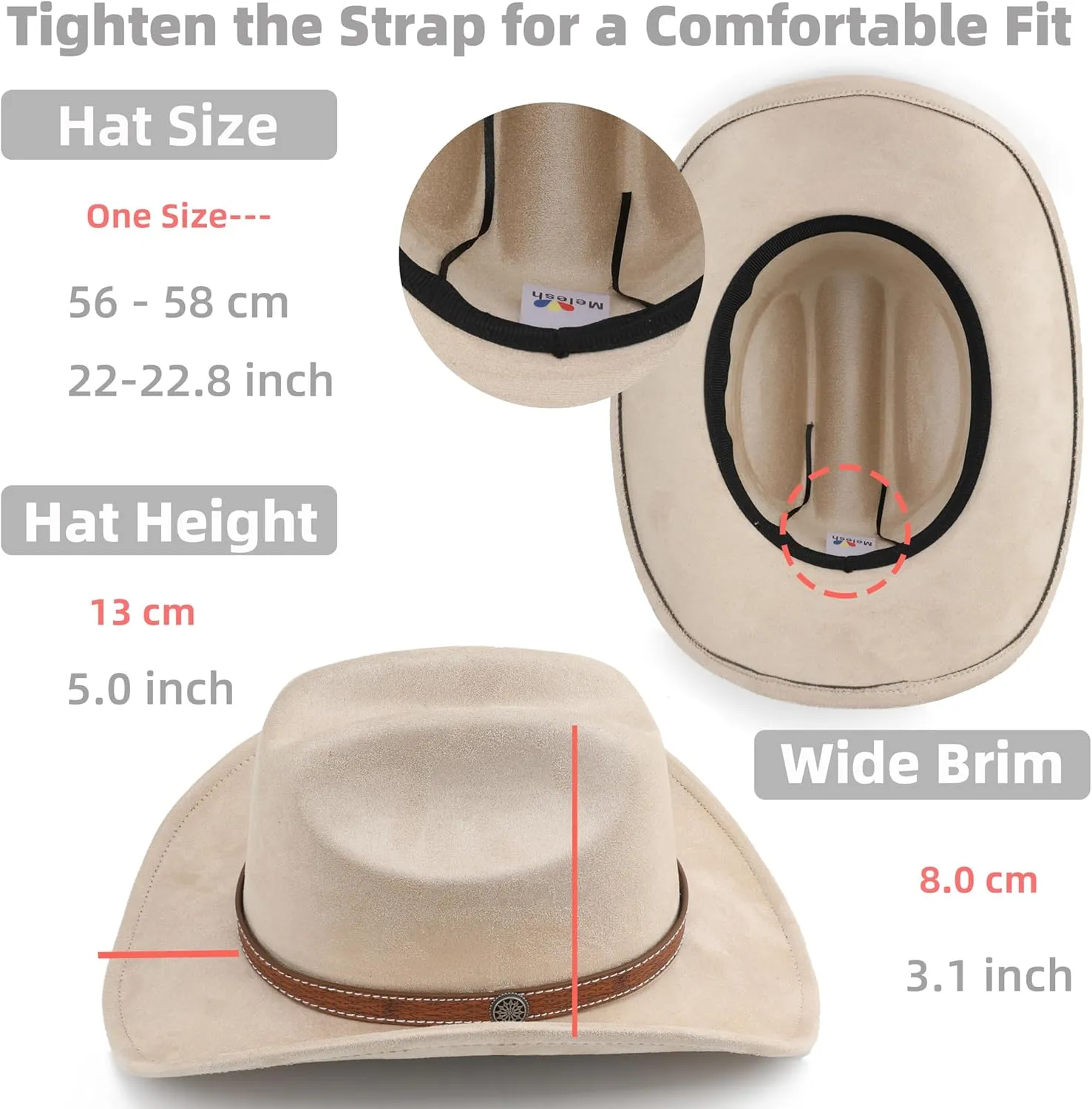 Western Cowboy Hat for Women Men Small Short Wide Brim Beach Cowgirls Cattleman Cowboys Hats