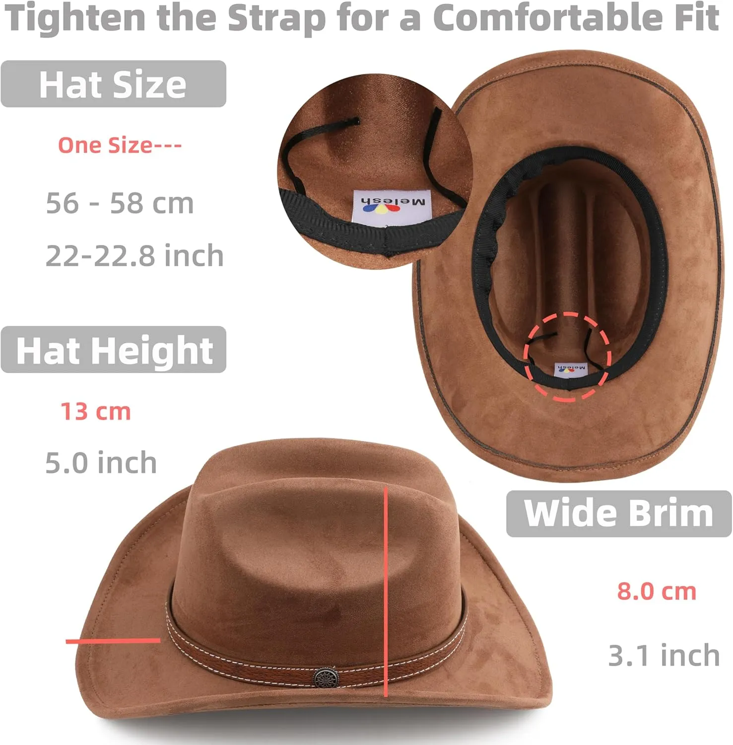 Western Cowboy Hat for Women Men Small Short Wide Brim Beach Cowgirls Cattleman Cowboys Hats