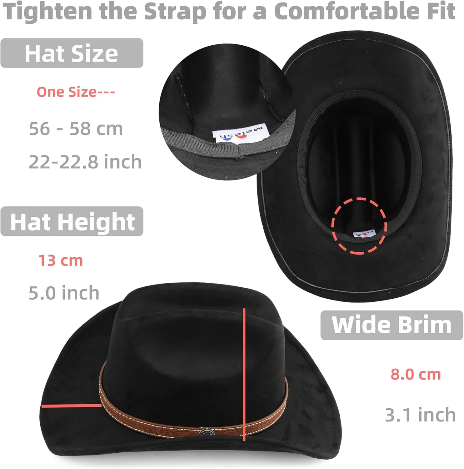 Western Cowboy Hat for Women Men Small Short Wide Brim Beach Cowgirls Cattleman Cowboys Hats