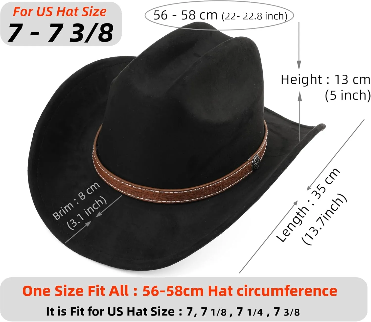 Western Cowboy Hat for Women Men Small Short Wide Brim Beach Cowgirls Cattleman Cowboys Hats