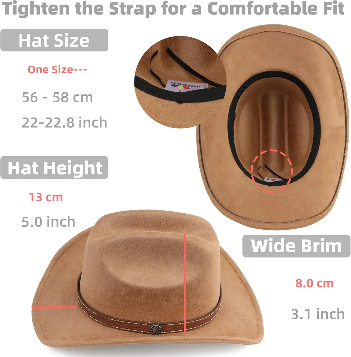 Western Cowboy Hat for Women Men Small Short Wide Brim Beach Cowgirls Cattleman Cowboys Hats
