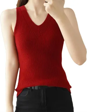 Women Camisole Tops Women's Wool Camisole Vest Sleeveless Condole Knit Tank Tops
