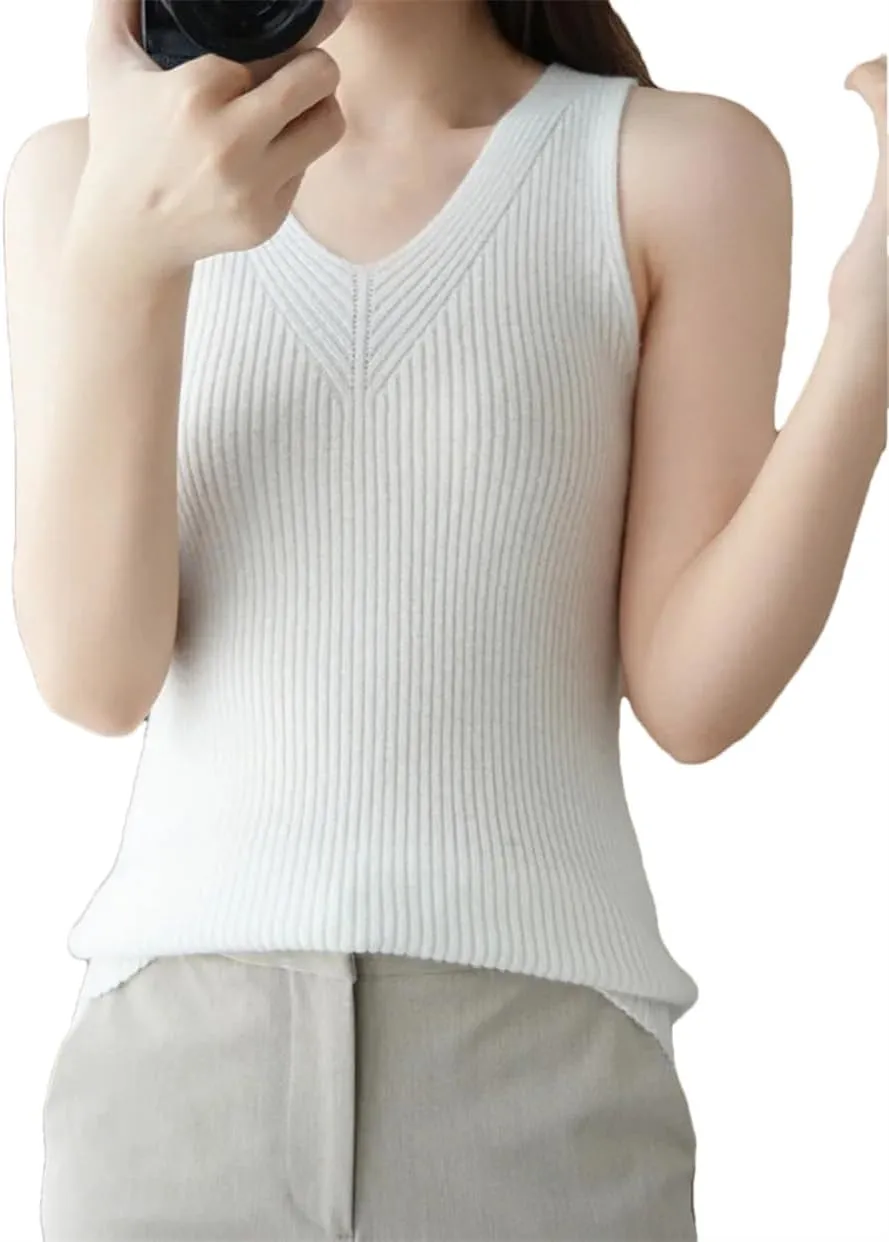 Women Camisole Tops Women's Wool Camisole Vest Sleeveless Condole Knit Tank Tops