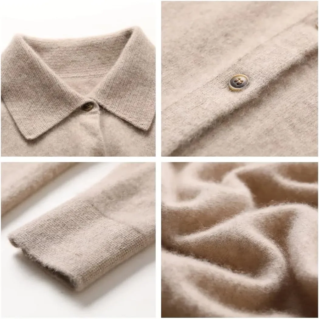 Women Cashmere Wool Cardigans Sweater Solid Casual Outerwears Knitwear Tops