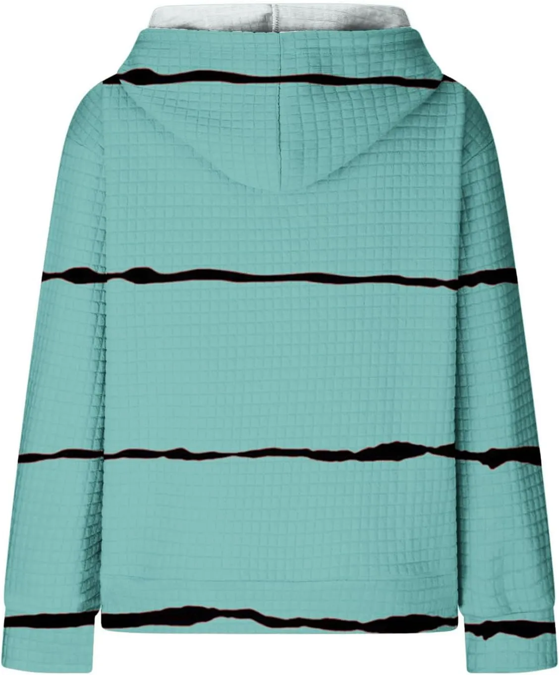 Women Striped Oversized Hoodies Long Sleeve Color Block Sweatshirt Drawstring Pullover Waffle Knit Tops Fall Outfits