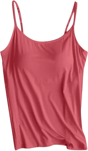Women Tank Tops with Built in Bras Padded Spaghetti Strap Sleeveless Basic Camisole Comfy Outdoor Workout Yoga Shirts