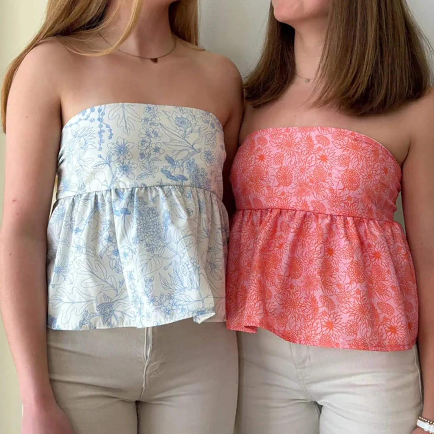 Women Y2k Tube Tops Strapless Floral Bandeau Vest Sexy Tie Up Sleeveless Backless Cute Tops Summer Grunge Clothes