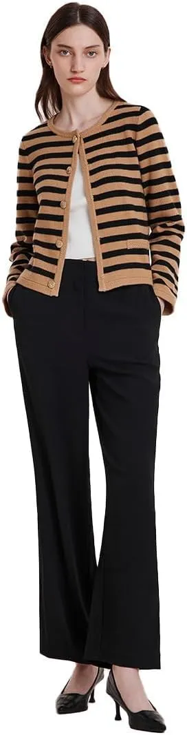 Women's Fashion Casual Cardigan Sweaters, Cropped Crewneck Button Up Knit Cardigans