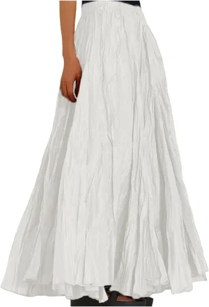 Womens Fashion Casual High Waist Fold A Dress Soild Vintage Loose Beach Wrap Maxi Long Skirt Women Skirt Suits