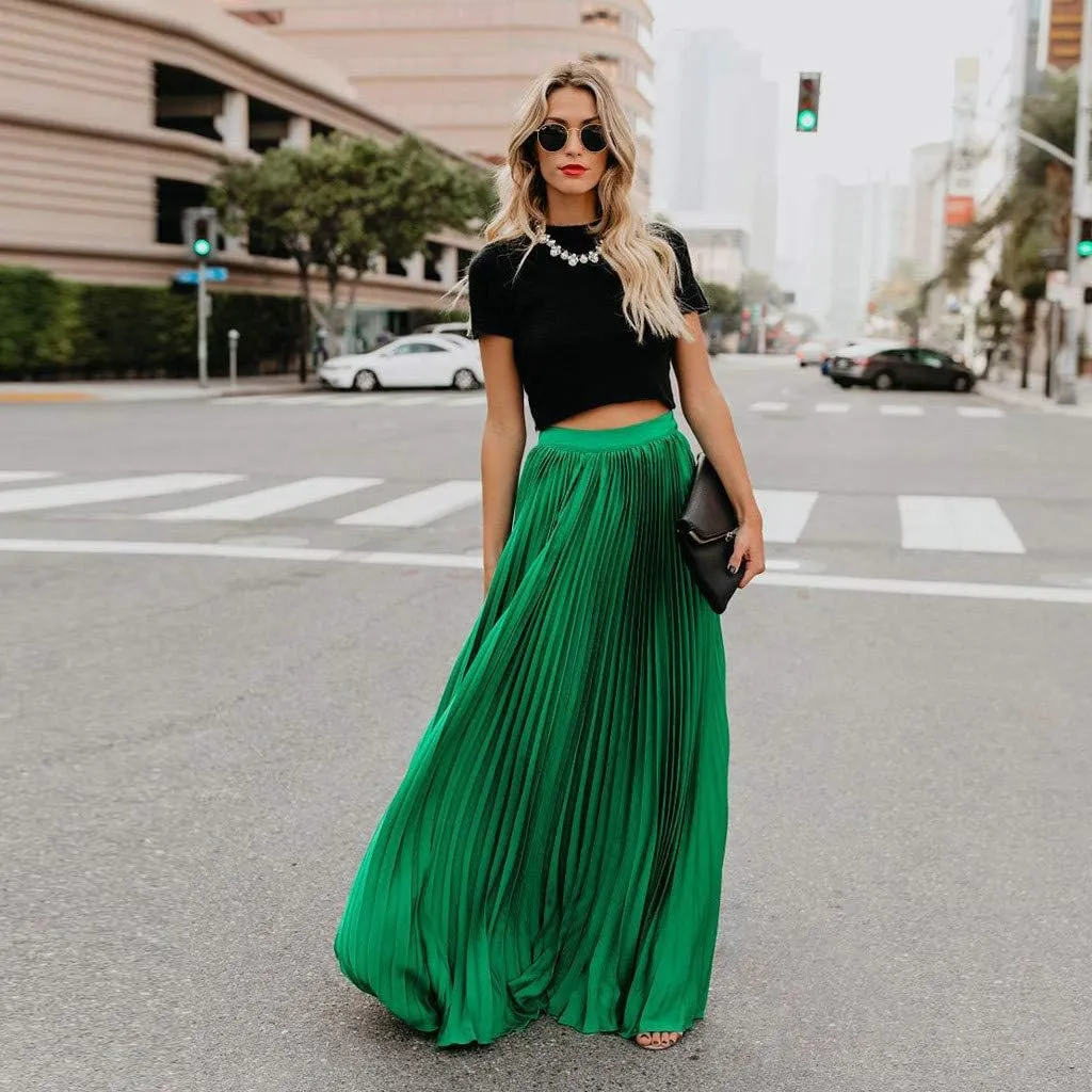 Womens Fashion High Waist Fold Soild Vintage Loose Beach Wrap Maxi Long Skirt Knee Length Knit Skirt