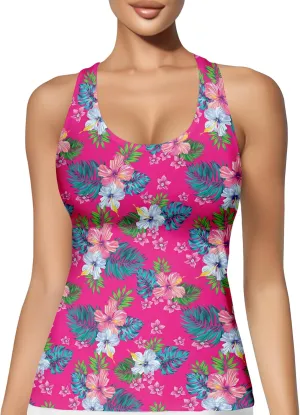 Womens Graphic Tank Tops Racerback Sleeveless Summer Floral Rose Design Tops