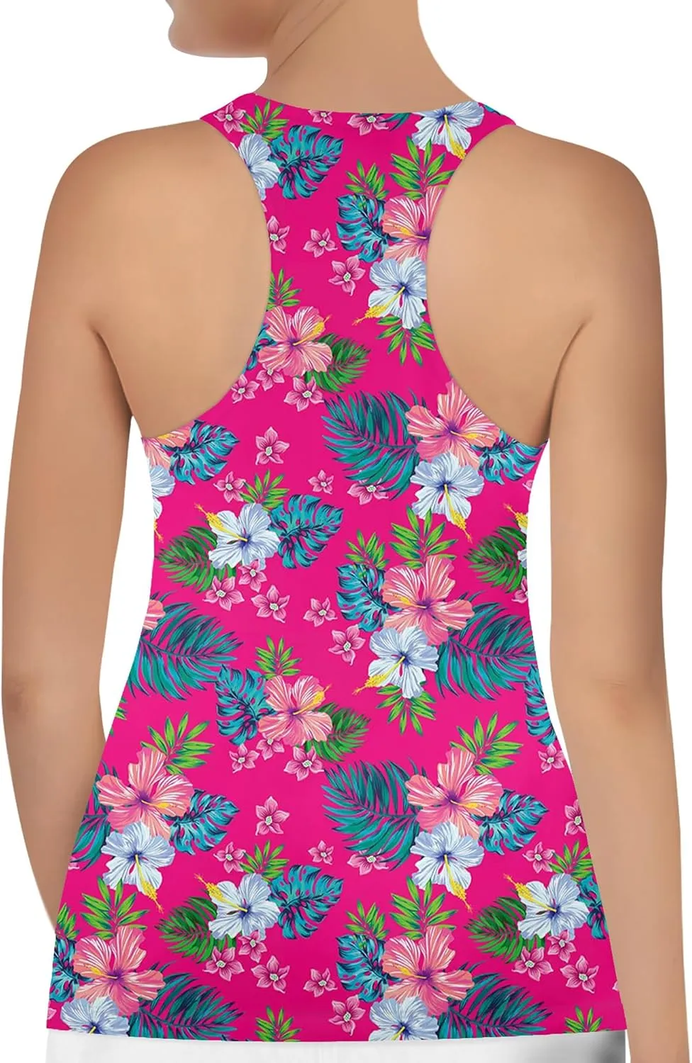 Womens Graphic Tank Tops Racerback Sleeveless Summer Floral Rose Design Tops