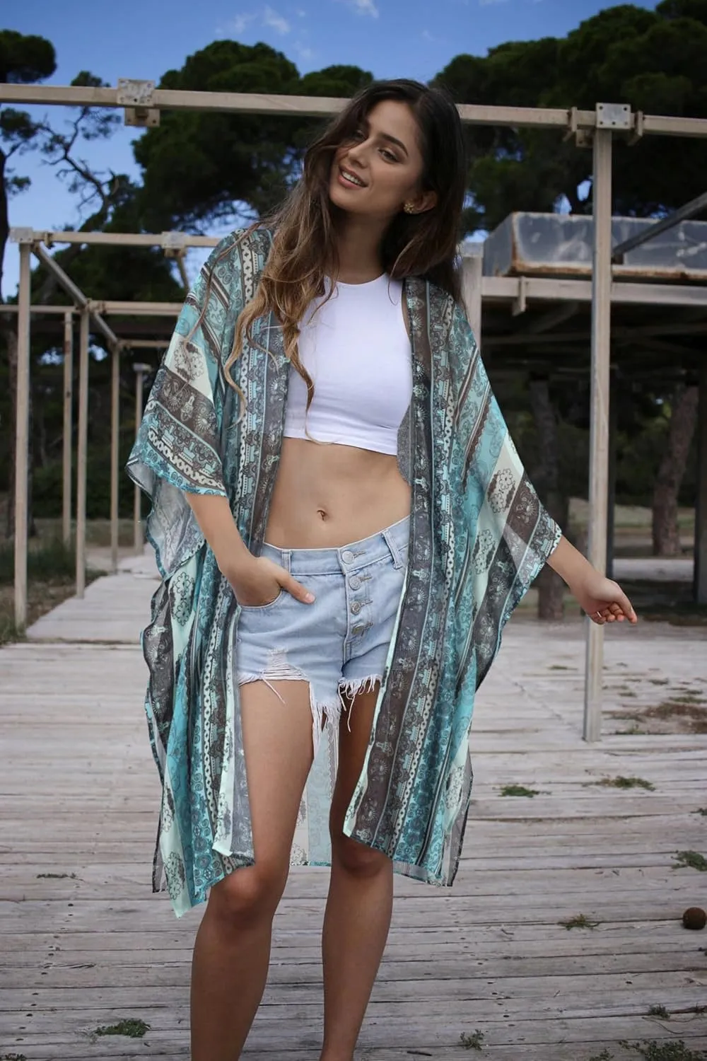 Women's Kimono Swimsuit Coverups Summer Beach Casual Loose Cardigans for Swimwear