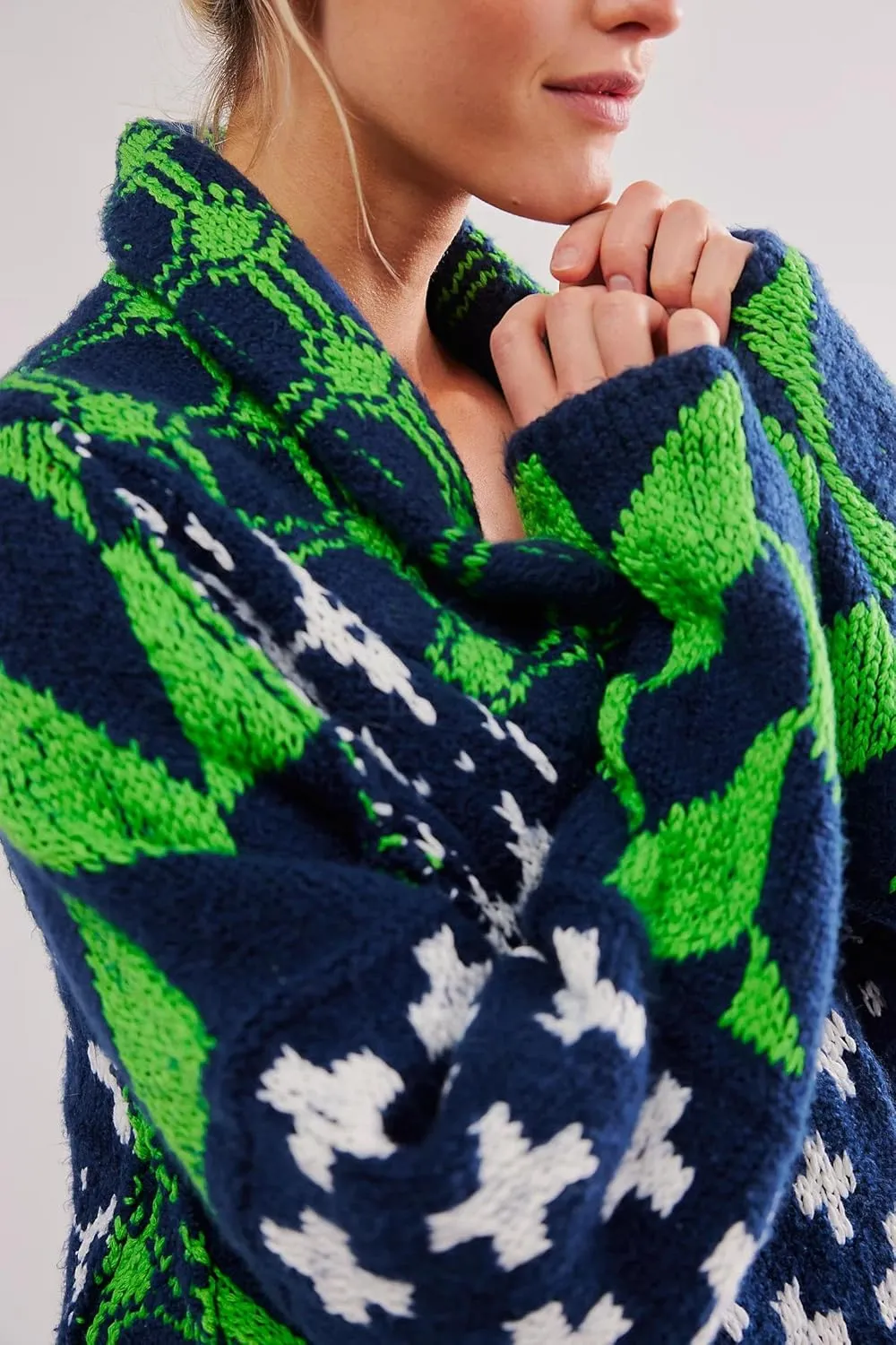 Womens Knit Cardigan Sweater Button Down Oversized Sweaters Y2k Graphic Shawl Collar Fall Cardigans Coats