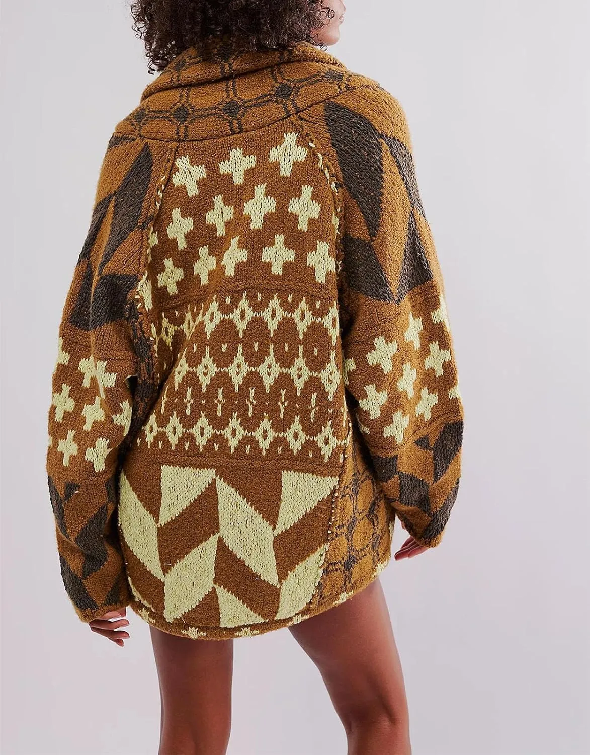 Womens Knit Cardigan Sweater Button Down Oversized Sweaters Y2k Graphic Shawl Collar Fall Cardigans Coats