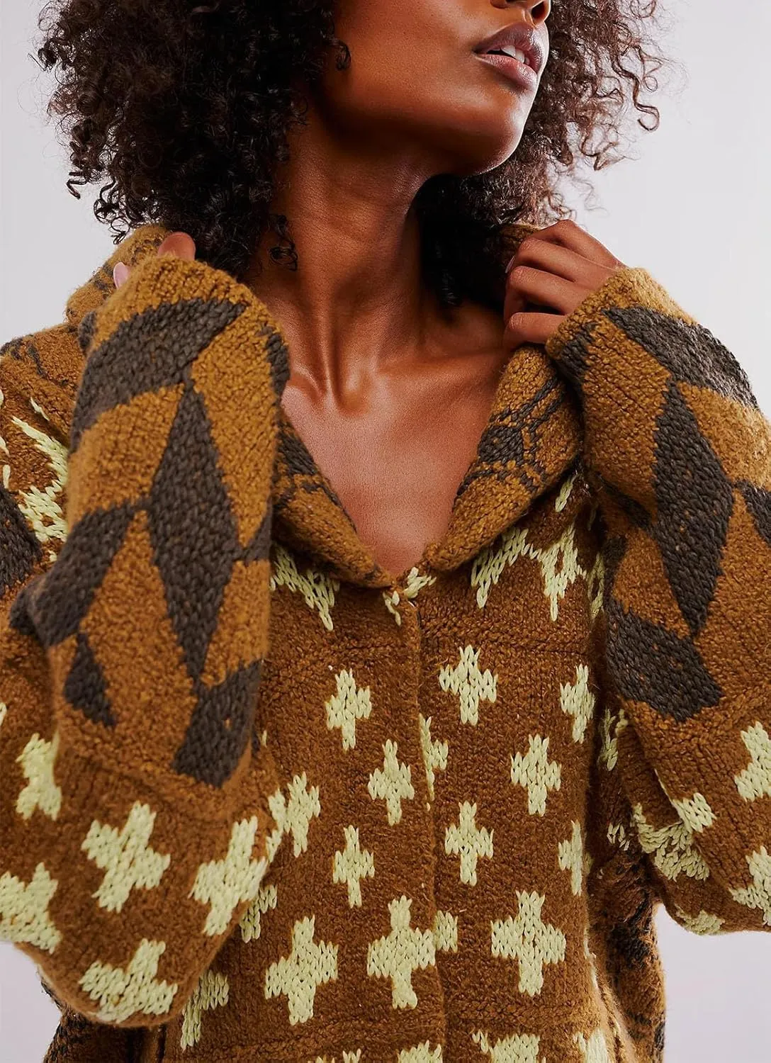 Womens Knit Cardigan Sweater Button Down Oversized Sweaters Y2k Graphic Shawl Collar Fall Cardigans Coats