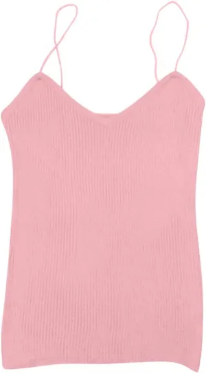 Women's Knit Tank Tops One Size Solid V-Neck Spaghetti Straps Sweater Vest Loose Fit Holiday Beach Camisole