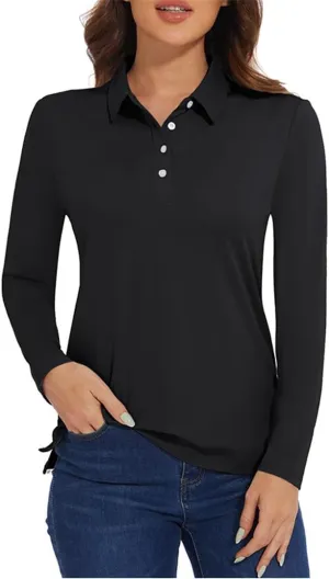 Women's Long Sleeve Summer Polo Shirts Quick Dry Lightweight Athletic Tennis Shirts