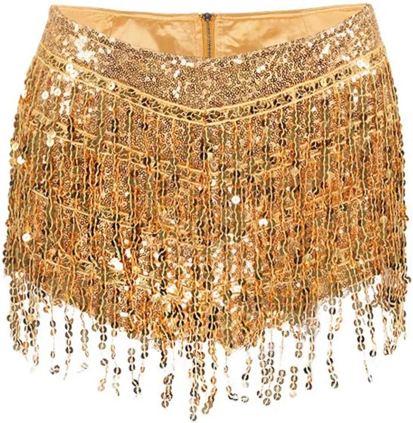 Women's Sequins Tassel Skirts Shorts Rave Festival Bottoms