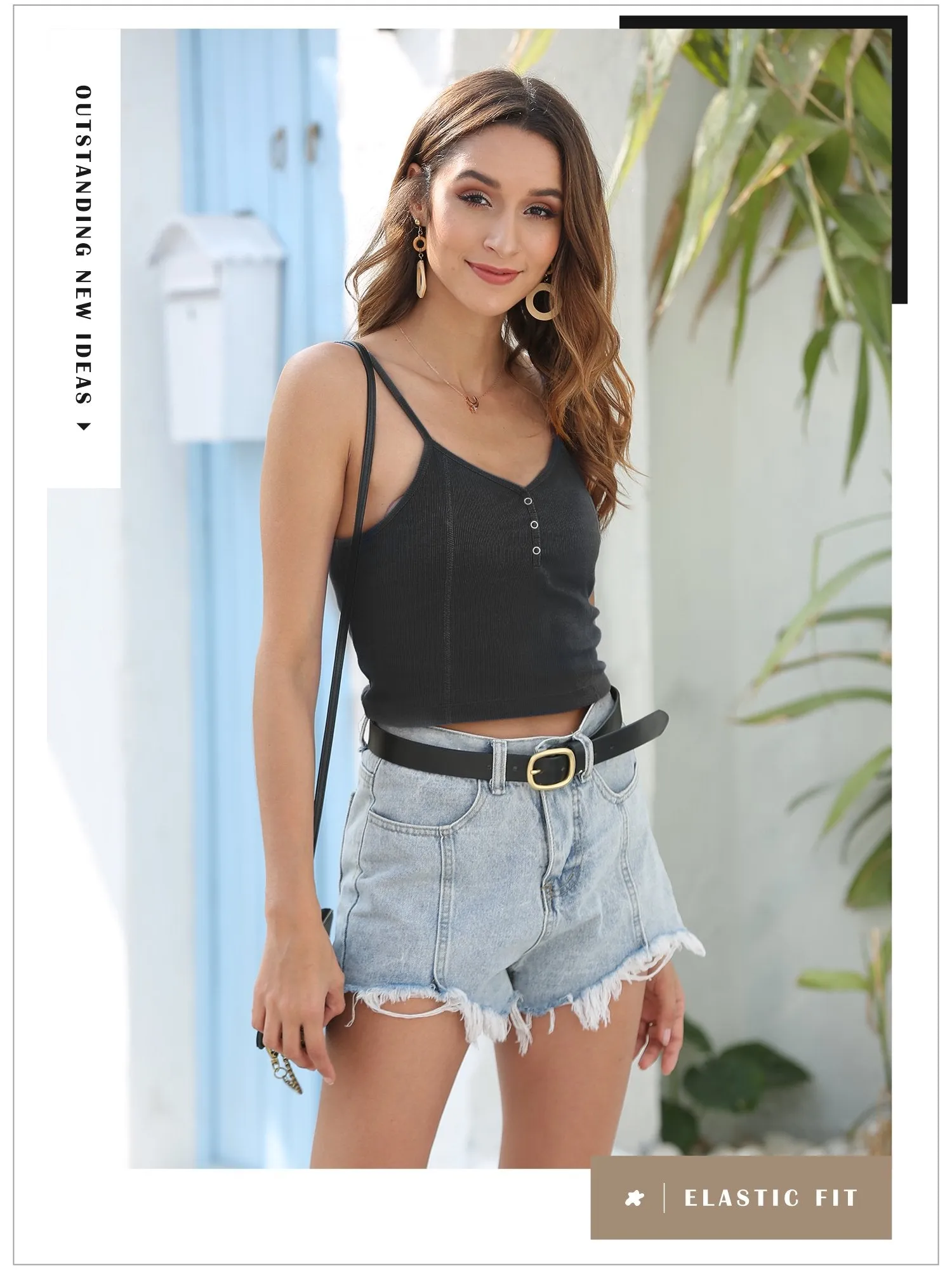 Women's Sleeveless Crop Tops V Neck Ribbed Knit
