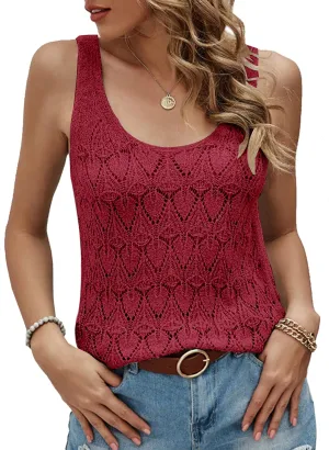 Womens Sleeveless Tank Tops Summer Knit Sweater Vest Casual Cami Shirts Tops