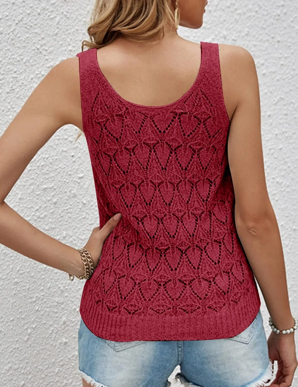 Womens Sleeveless Tank Tops Summer Knit Sweater Vest Casual Cami Shirts Tops