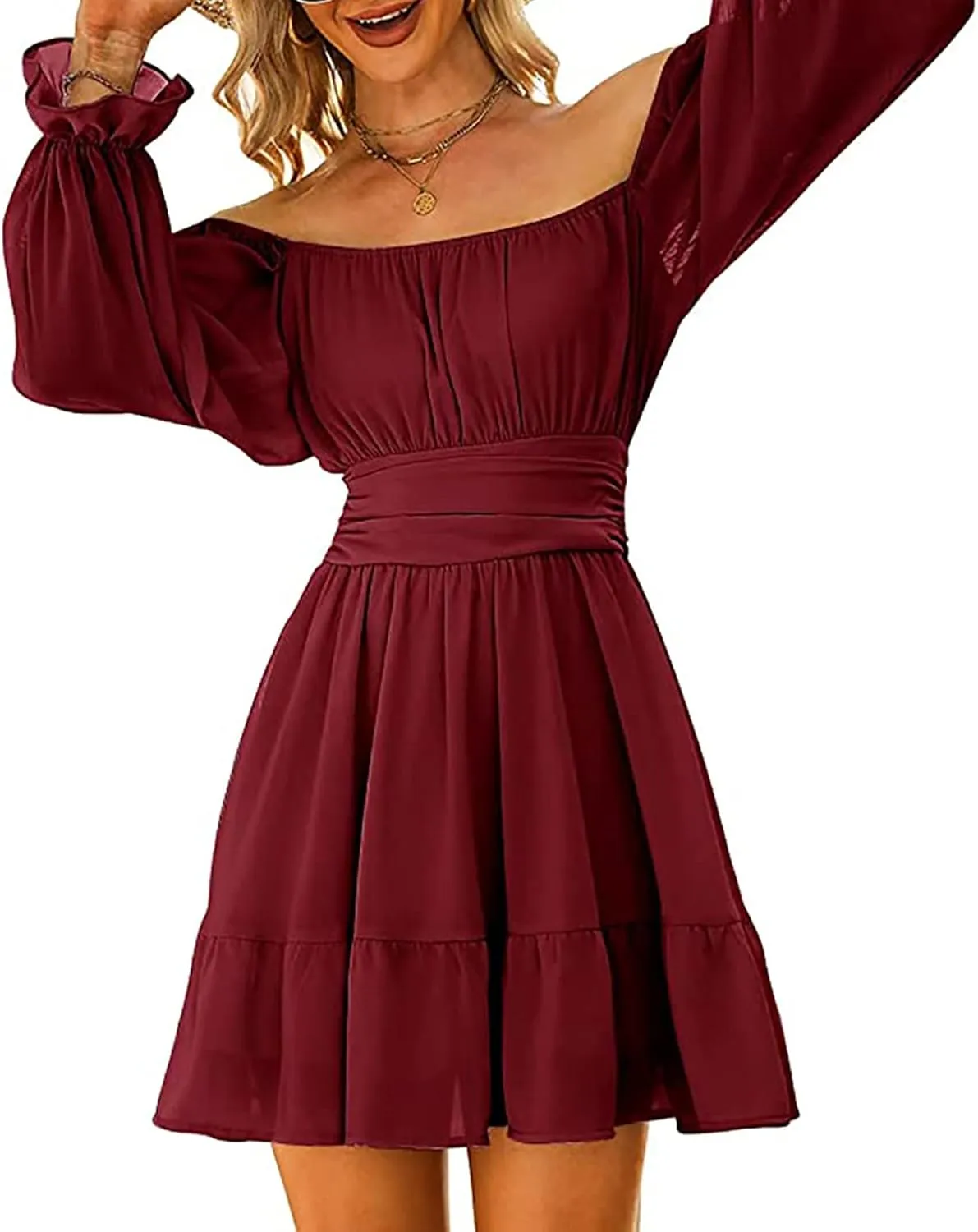 Women's Spring Dresses Floral Printed Boho Midi Dresses Summer Swing Wrap V-Neck Short Sleeve Irregular Hem Holiday Dress