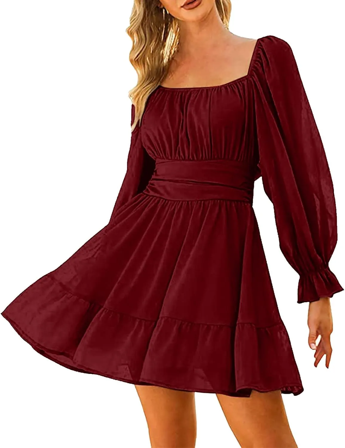 Women's Spring Dresses Floral Printed Boho Midi Dresses Summer Swing Wrap V-Neck Short Sleeve Irregular Hem Holiday Dress