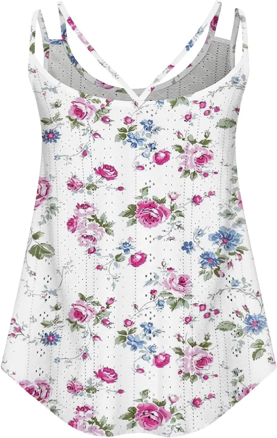 Womens Tank Tops Spaghetti Strap Camisoles Casual Summer Eyelet Shirts Sleeveless Blouses V Neck Cute Tunic Tops
