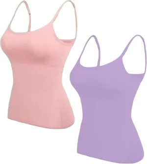 Womens Tank Tops With Built In Bras,Plus Size Camisole Tank Tops Solid Color Basic Shelf Bra Tank Tops for Women