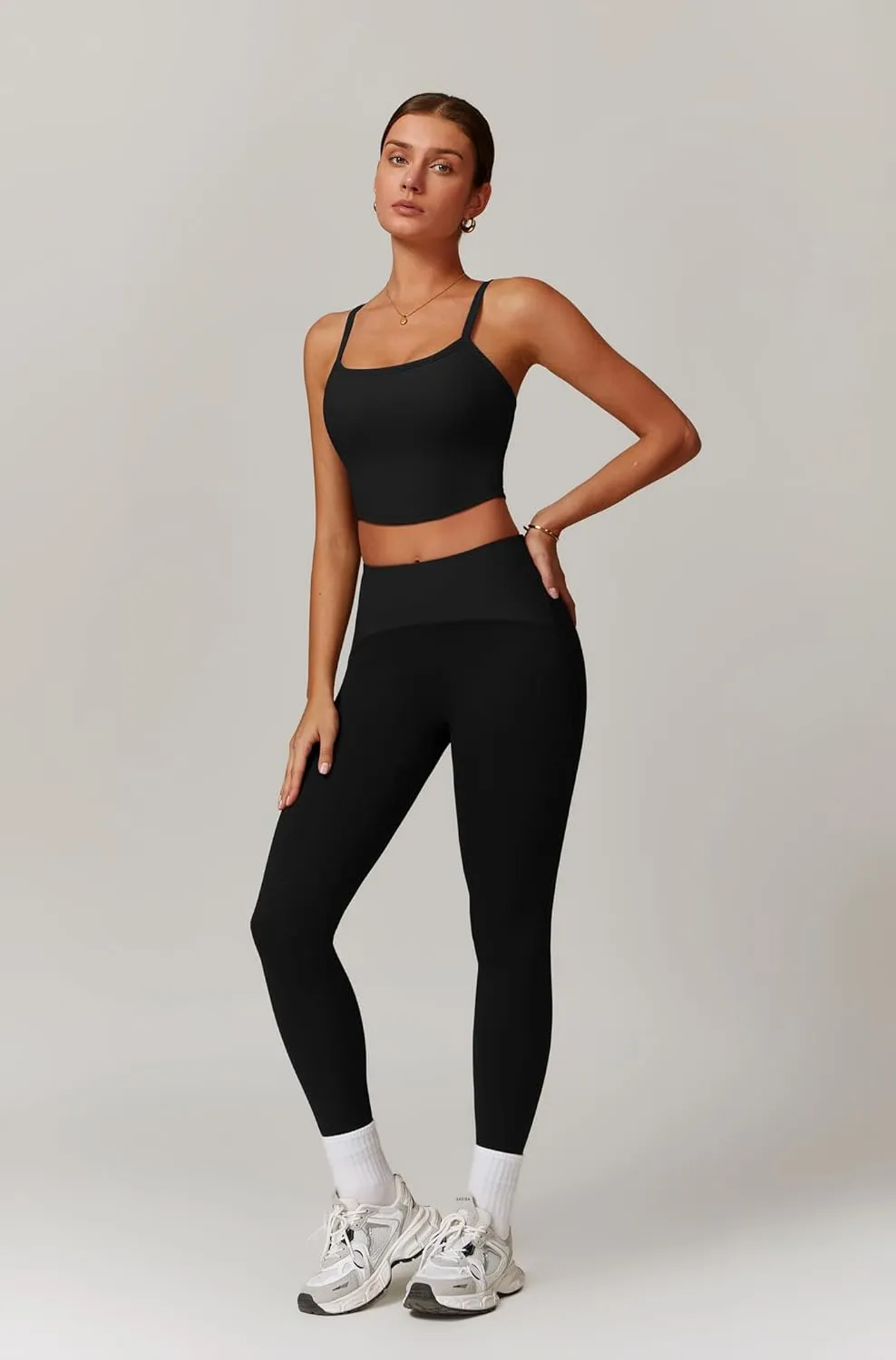 Womens Workout Sets 2 Piece Cross Back Tank Top Matching High Waist Leggings Sets Gym Outfits Work Out Clothes