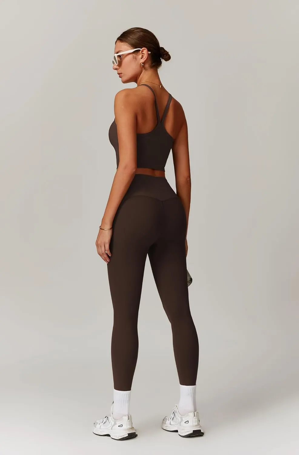 Womens Workout Sets 2 Piece Cross Back Tank Top Matching High Waist Leggings Sets Gym Outfits Work Out Clothes