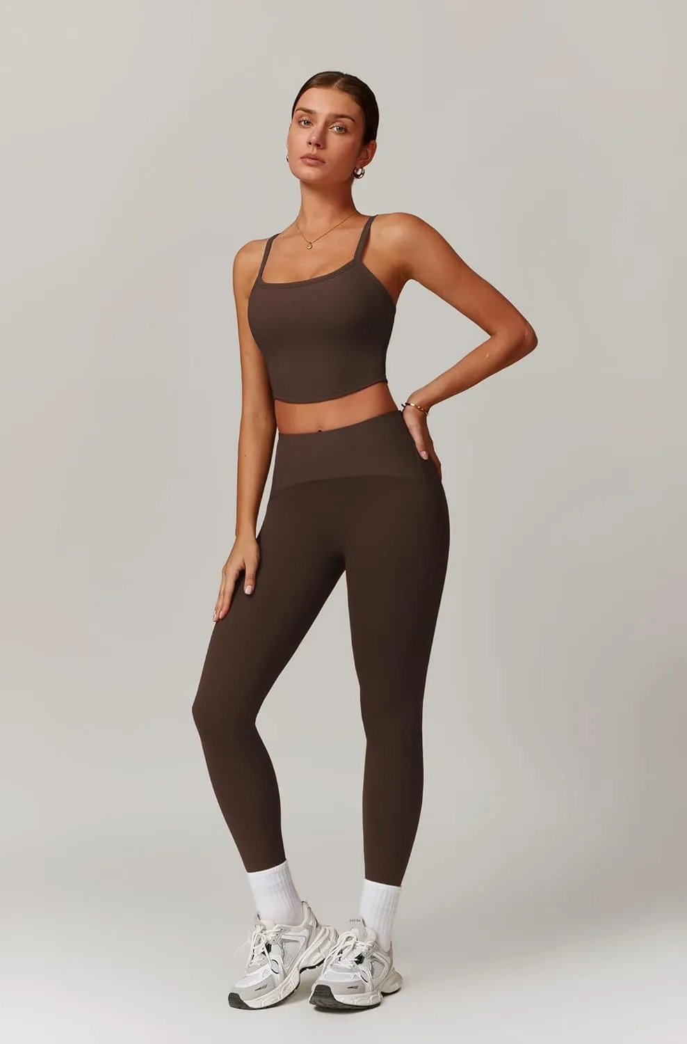 Womens Workout Sets 2 Piece Cross Back Tank Top Matching High Waist Leggings Sets Gym Outfits Work Out Clothes