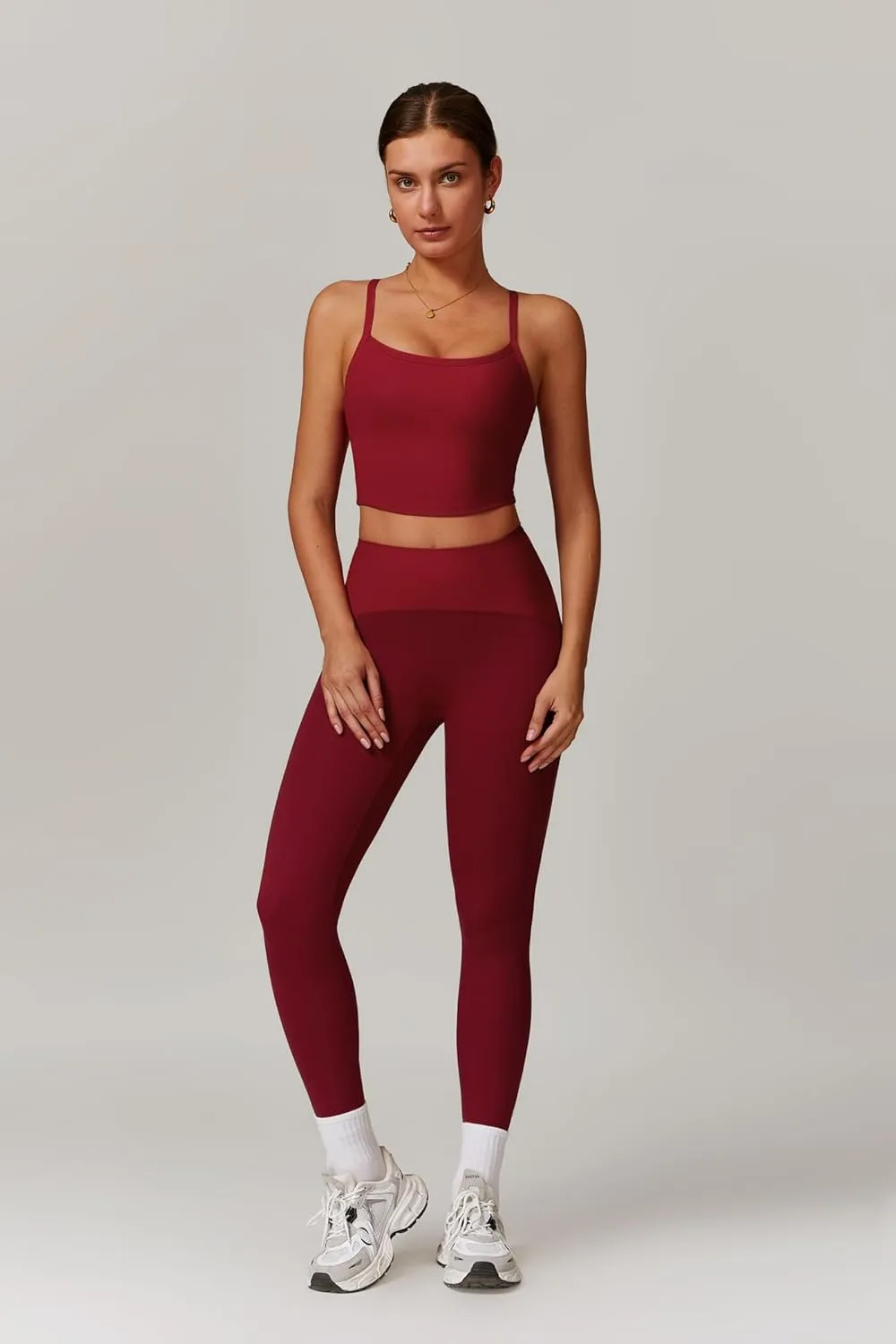 Womens Workout Sets 2 Piece Cross Back Tank Top Matching High Waist Leggings Sets Gym Outfits Work Out Clothes